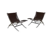 Flexform Italian Leather and Chrome Chairs