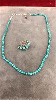 Sterling turquoise necklace and ring