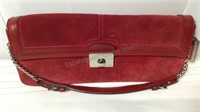 Coach clutch Red suede and leather trim silver