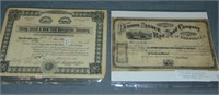 Lot of Two Early Stock Certificates.