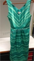 Merona size 6 women's green stripe dress side zip