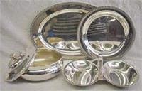 4 pcs. Silver Plate Serving Platers & Bowl