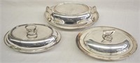 3 pcs. Silver Plate Covered Serving Dishes