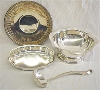 4 pcs. Silver Plate Punch Bowl & Plates