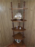 Corner wood shelf