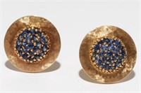 Lucien Piccard Sapphire & 14K Gold Cufflinks, Pair
