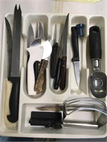 Tray with kitchen utensils
