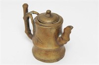 Chinese Brass Teapot w. Bamboo-Style Handle