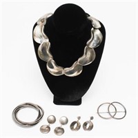 Silver & Silver-Tone Metal Woman's Jewelry, 5 Pcs