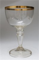 German Crystal Engraved Toast Goblet, Monumental