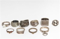 Modernist Silver Rings, 10 Woman's & Child's