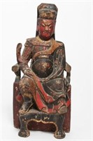 Chinese Carved & Polychrome Wood Seated Figure