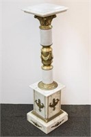 Neoclassical Pedestal, Bronze & White Marble