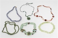 Semiprecious Stone & Bead Necklaces, 6 Woman's