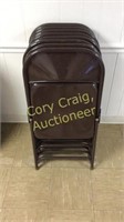 (9) Brown Metal folding chairs