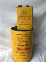 Golden Fleece drum & Shell gallon tin