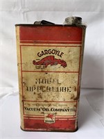 Gargoyle Mobil  upperlube 1 gallon oil tin