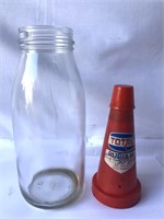 Genuine quart oil bottle & Total top & cap