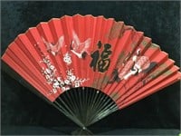 Large Red Chinese Folding Fan