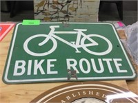 VINTAGE BIKE ROUTE SIGN - 24" WIDE X 18" TALL
