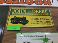 JOHN DEERE TRACTOR SIGN - REPRODUCTION - 15" WIDE