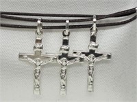 3 Sterling Silver Crucifix Pendants