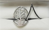 2 Sterling Silver Elegant Thin Studded Leaf