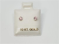 10KT Pink Cubic Zirconia Stud Earrings