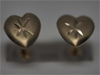 14KT Heart Shaped Screwback Earrings