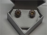 Sterling Silver Floral Design Earrings