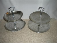 (2) Two Tiered MOIRE Design Candy Dish 1 Lot