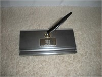 Pen Holder 4 x 7.5 x 1 Inch "M" Initial Plate