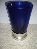 7029 Gainsborough Vase Regal Base Blue Glass Vase