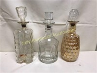 3 glass whiskey or wine decanters