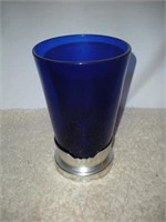 7029 Gainsborough Vase Regal Base Blue Glass Vase