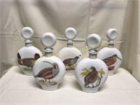 Set of 5 Collectible Filed of Birds Decanters