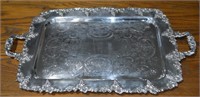 Large Silver Plate Tray (Copper Base) 25.5"l