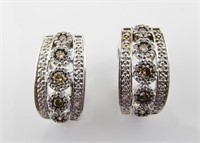Pair of 14K White Gold Diamond Earrings