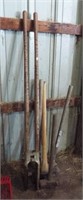 Post hole diggers, (2) Sledge hammers, ax and