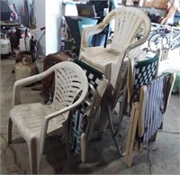 (12) Various outdoor chairs. Some show wear.