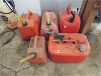 (5) Various gas cans (4-5 gallon and 1-2.5