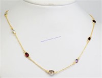 Sterling Silver Gold Plated Gemstone Neklace