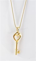 Tiffany & Co. 18K Heart Key Pendant/Chain