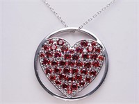 Ster. Sil. Necklace W/ Red Cubic Zirconia Pendant