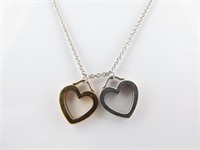 Tiffany & Co. 18K/Sterling, Heart Pendants, Chain