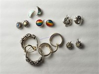Set Of 7 Sterling Silver Earrings