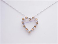 Sterling Citrine Heart Shaped Necklace