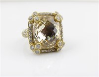 Judith Ripka 18K Diamond/Citrine Ring