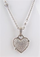 18K White Gold Judith Ripka Diamond Heart Pendant