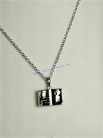 Sterling Silver Book Shaped Necklace
